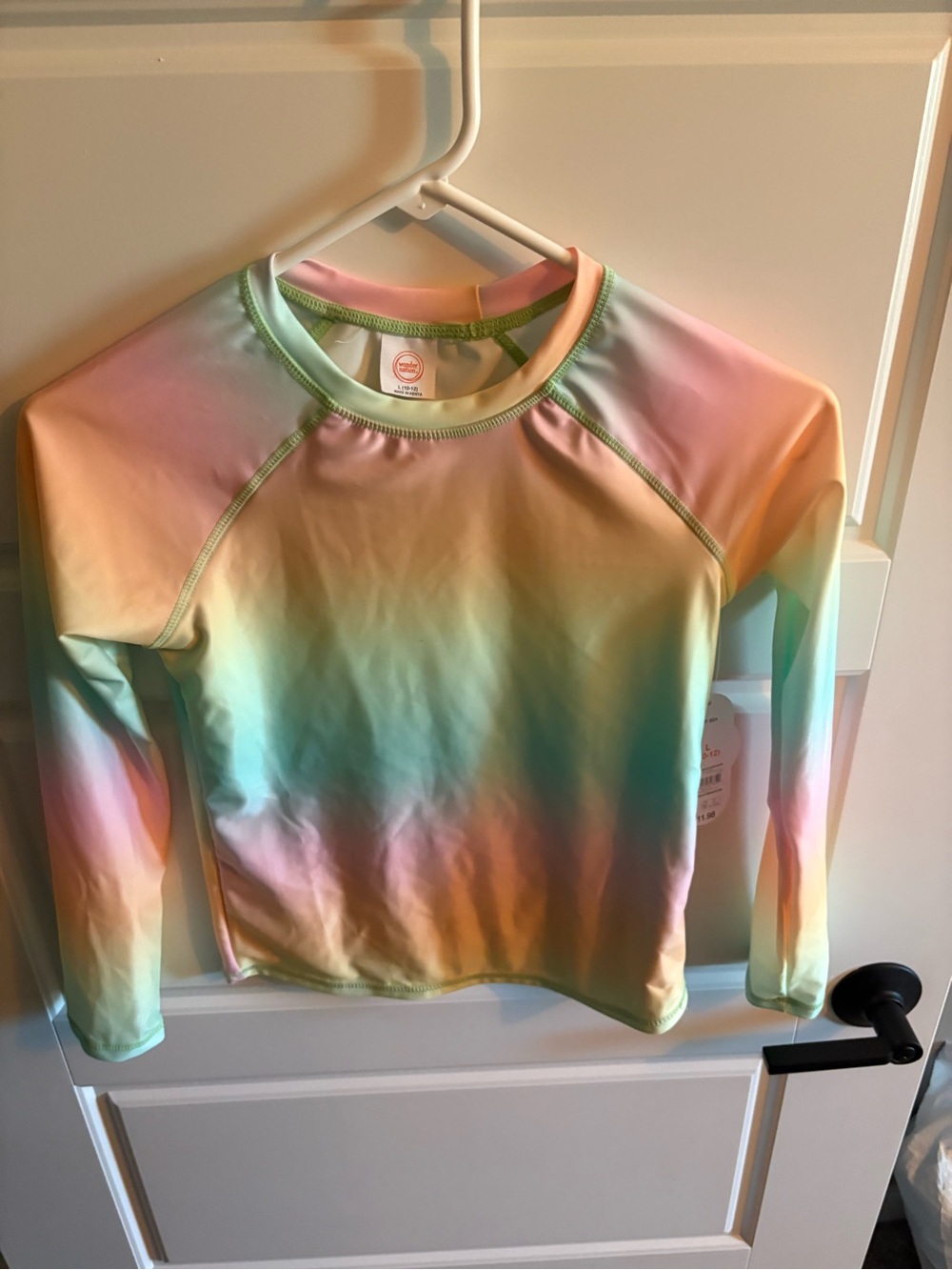 wonder nation Pastel Rainbow Long Sleeve Rash Guard - Mint, Pink, Peach